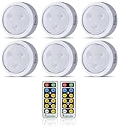 AlltroLite FA9099 LED Puck Lights with 2 Remotes (6 Pack) | 55 lumens Battery Operated Lights for...