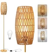 Ruiever Floor Lamp for Living Room,Farmhouse Rattan Floor lamp,Modern Standing lamp with 3 Color ...
