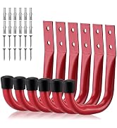 HORUSDY 6 Pack Garage Hooks, Utility Hooks, Garage Hook Heavy Duty Wall Hook (Red)