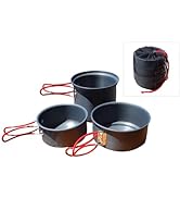 Alpine Mountain Gear 3 Piece Backpacker Hard-Anodized Cook Set - Camping Cookware with Carrying B...