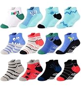 HYCLES Toddler Grip Socks, Boys Girls Non-Slip Cartoon Ankle Socks for Kids 1-7T