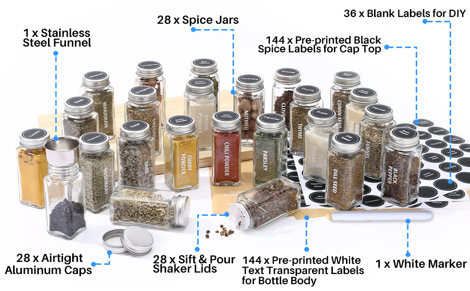28 spice jars