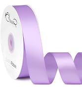 CLUEWR Double Faced Light Purple Satin Ribbon, 1 Inch 50 Yards Fabric Ribbon Roll for Flower Bouq...