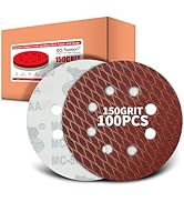 Faoyoon 150 grit Sanding Disc 5 Inch 8 Hole Hook and Loop, Diamond Shape Sand Paper for Woodworki...