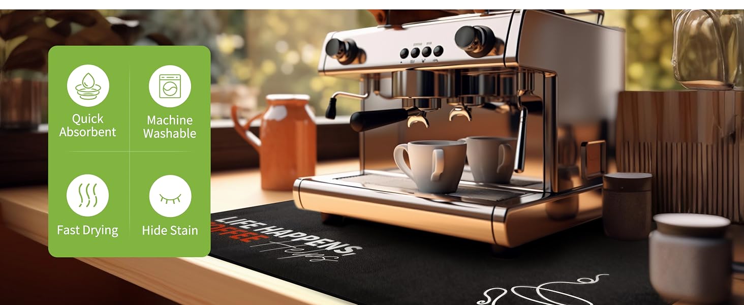 Matace Coffee Maker Mat Quick Absorbent Machine Washable Fast Drying Hide Stain COFFEE LOVER