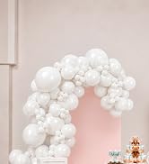 Bezente 8FT White Balloon Garland Arch Kit for Backdrop & Wall, 103pcs White Latex Balloons Diffe...
