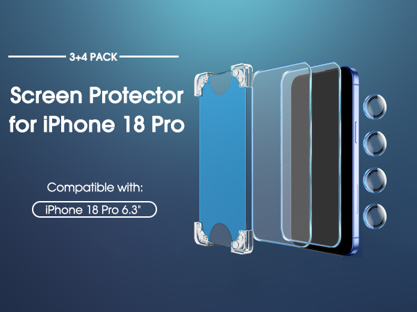 amFilm OneTouch for iPhone 18 Pro 6.3" Screen Protector Tempered Glass