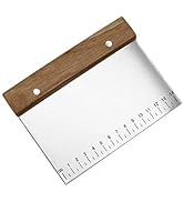 Stainless Steel Pastry Scraper - Dough Bench Scraper Bread Cutter Chopper with Non-Slip Wooden Ha...