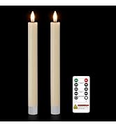 9.6" Flameless Taper Candles with Remote and Timer, Home Decor, Ivory 2Pack | 3D Wick Battery Ope...