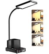 Desk Lamp, COZOO LED Desk Lamps for Home Office with USB Charging Port/Outlet/Organizer,Desk Lamp...