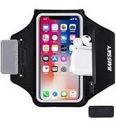 Running Armband with Earphone Bag Cell Phone Armband for iPhone 14/14 Plus/13/12 Pro/11 Pro/XS, G...