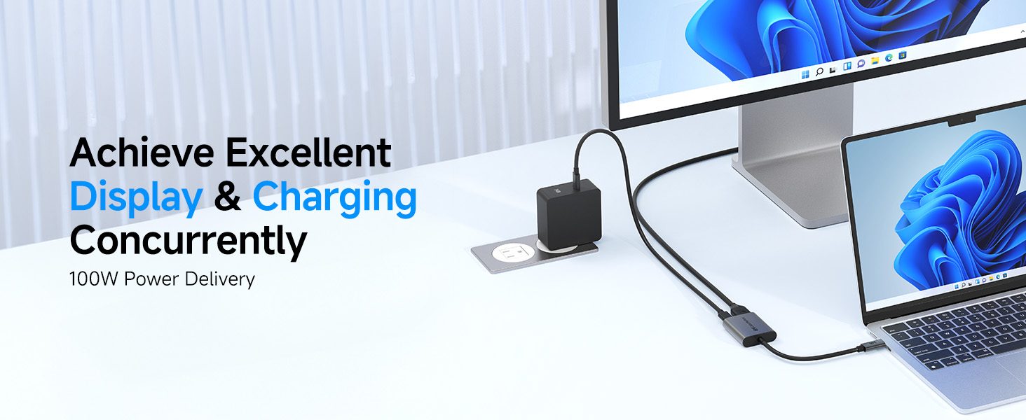 USB C to HDMI 2.1 Adapter with 100W Charging
