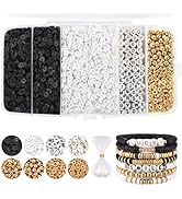 White Black Clay Beads Bracelet Making kit, Funtopia Heishi Beads Polymer Clay Beads for Jewelry ...