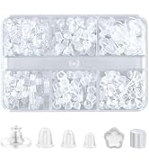 6 Styles Silicone Earring Backs for Studs, 600 Pieces Clear Soft Earring Backs Replacements Hypoa...