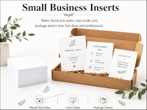 Printable white cardstock for thank-you notes, care cards and package inserts