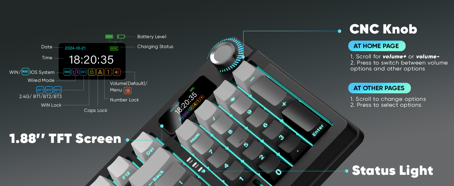 1.88" TFT Screen & CNC Knob