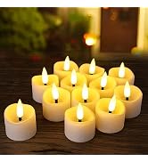 Yakpo 12 Pack LED Timer Tea Lights Battery Operated, Flameless Flickering Electric Timer Votive C...