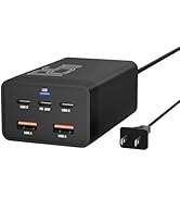 GaN 5-Port Quick Charger,USB Fast Charging Station,Multi Ports USB-A&USB-C Charging Hub with LED ...