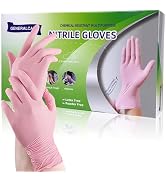 GENERALCARE Pink Nitrile Gloves, Powder-Free Latex-Free Disposable for Cooking, Cleaning, Gardening