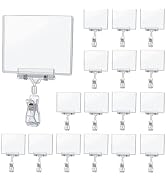 Mlici Clear Rotating Sign Holder with Clip, 16 PC Sign Clips POP Swivel Sign Holding Clamp for Re...