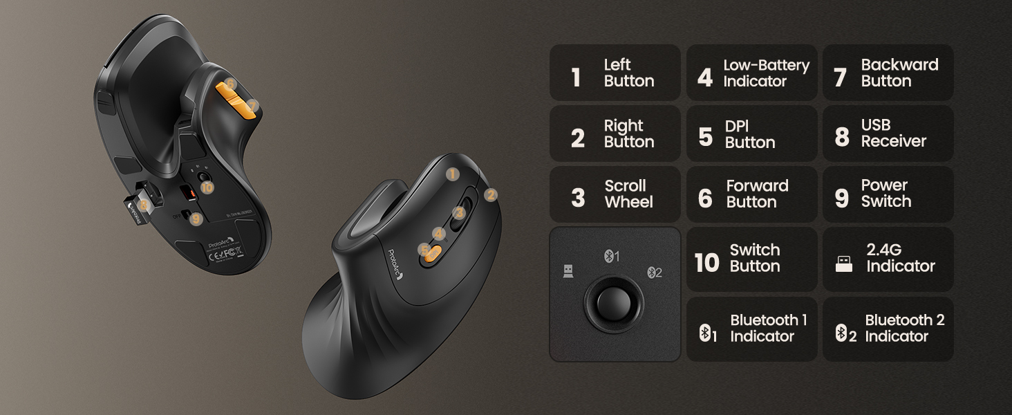 Bluetooth Rechargeable Vertical Mouse