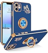 BENTOBEN for iPhone 11 Case, Phone Case iPhone 11, Slim Fit Cute Butterfly Design Kickstand Ring ...