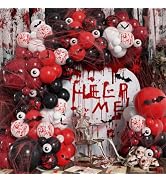 Adeyoo Halloween Balloon Garland Arch Kit, Bloody Black Red White Balloons | 130 Pcs Halloween Ba...