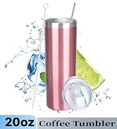 FristChoice 20 oz Skinny Tumblers with Lid and Straw,Stainless Steel Vacuum Insulated Tumbler Cup...