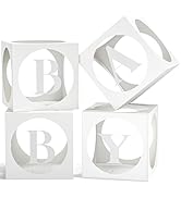 Baby Boxes with Letters for Baby Shower , White Clear Balloon Boxes with 4 Letter for Boy or Girl...