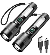 Ciwuzxs 2Pc LED Flashlights Rechargeable High Lumens Small Powerful Bright | 7 Modes Aluminum all...