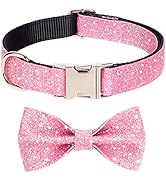 Jumpress Bling Dog Bow Tie Collar for Puppy Small Dogs and Cats, Cute Pink Girl Dog Collar with B...