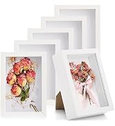 Hacaroa 6 Pack 4 x 6 Inches Shadow Box Frame, Small Wood Frame Memory Display Cases,1.2in Depth P...