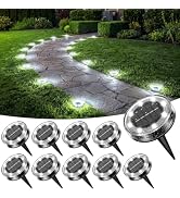 Peasur Solar Ground Lights Outdoor Anti-Rust Disk Lights, 10pack Cold White | IP68 Waterproof, 8 ...