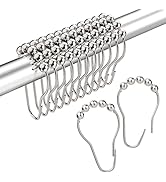 MitoVilla Stainless Steel Shower Curtain Hooks Rings, Nickel Shower Hooks for Shower Curtain Line...