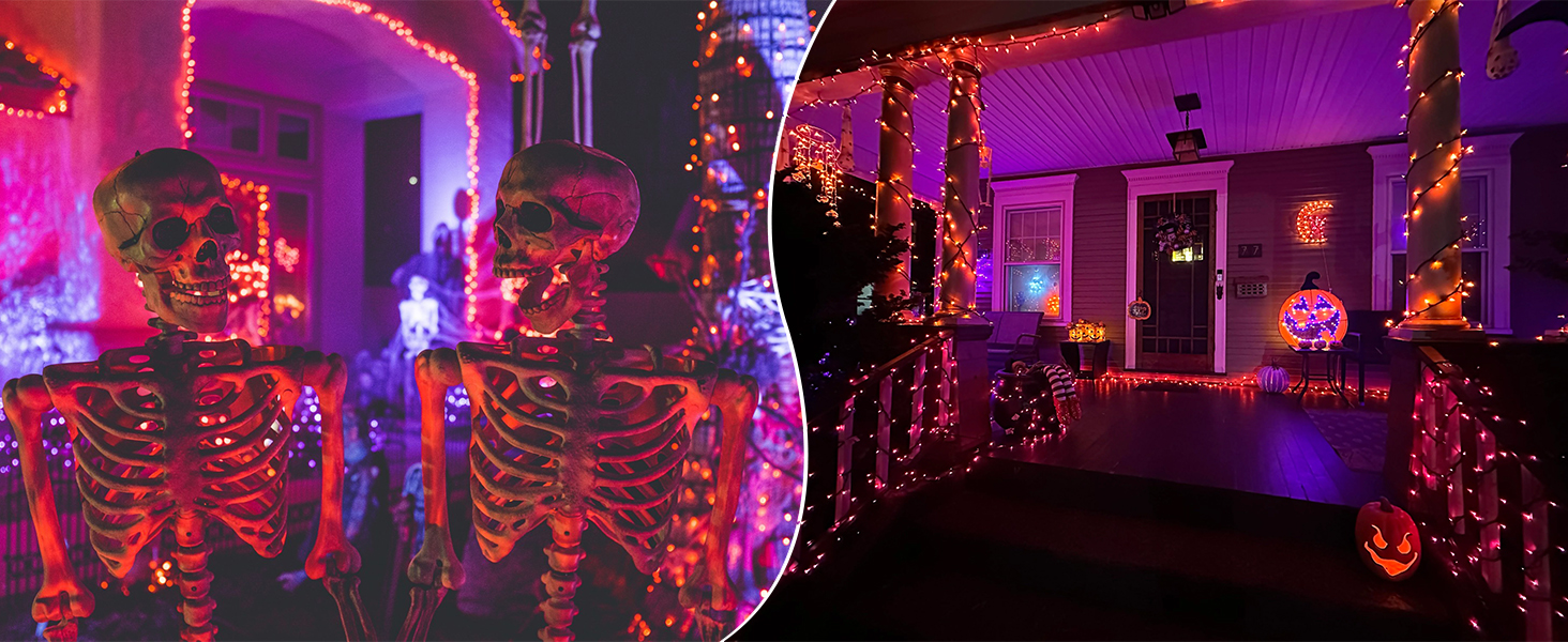 orange & Purple halloween string lights
