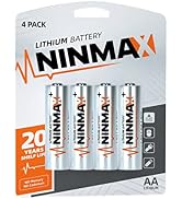 NINMAX Lithium AA Batteries 3500mAh, 4 Pack 1.5V Longest Lasting Double A Battery for High-Tech D...