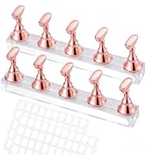 Nail Stand for Press Ons, Acrylic Magnetic Nail Tips Practice Holder,100 Pcs Reusable Double-Side...