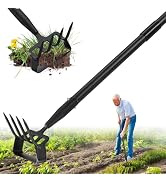 Garden Hoe,2 in 1 Heavy Duty Stirrup Hoe and Cultivator Gardening Tool Set with 62 inch Long Hand...