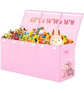 Extra Large Toy Storage Box with Lid Divider, Sturdy Collapsible Toys Organizer Chest Kids Storag...
