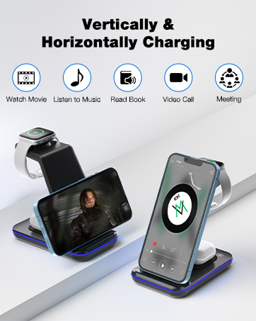 Wireless Charging Station, 3 in 1 Fast Wireless Charger