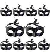 Wowagoga 10pcs Venetian Masquerade Costume Mask, Black Half Face Mask Halloween Costume Mask Mard...