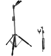 AROMA Universal Portable Guitar Stand with Auto-Lock Neck Holder and One-Button Height Adjustment...