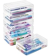 Sooez 6 Pack Clear Pencil Box, Plastic Large Capacity with Snap-tight Lid, Office Supplies Storag...