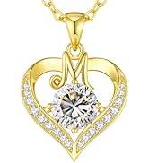 CDE 18K Gold Plated Initial Love Heart 2 Carat Moissanite Necklaces for Women 925 Sterling Silver...