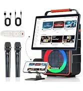Portable Bluetooth Karaoke Speaker with 14.1” HD Screen, Wireless Screen Mirroring for iOS & Andr...