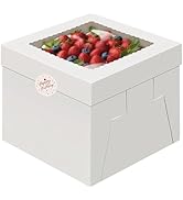 15pcs Cake Boxes,10x10x8 Inch Tall Cake Box with Window, White Bakery Boxes | Large Cookie Boxes,...