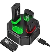 4 Pack Rechargeable Batteries for Xbox Controller,Charger Dock with 4 x 3600mWh NiMH Battery for ...
