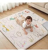 Joypony Baby Play Mat for Floor 50×50in, Quilted 1.6in Extra Thick Crawling Mat for Toddlers, Non...
