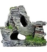 Artificial Moss Rock Aquarium Stone Cave – Resin Fish Tank Decor for Hiding and Landscaping, Smal...