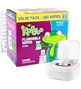 Flushable Wipes for Baby and Kids by Kandoo, Sensitve and Unscented Formula, Hypoallergenic Potty...